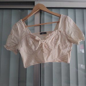 Puff Sleeve Crop Top with a Bow